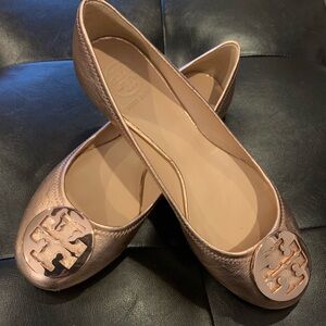Tory Burch rose gold flats 9 1/2  new
